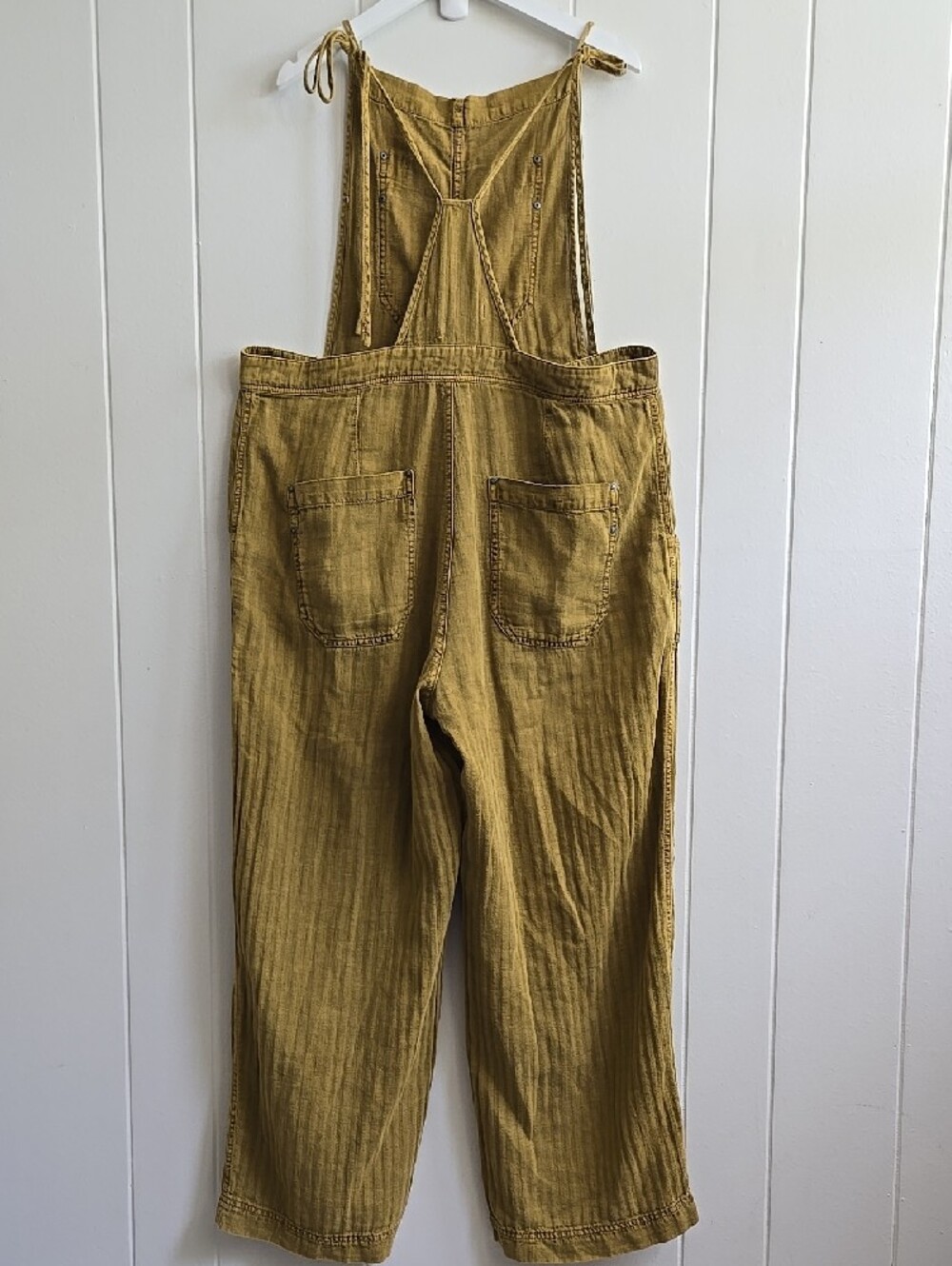 Free People Linen Blend Natural Sights Overalls Size L - Picture 8 of 16